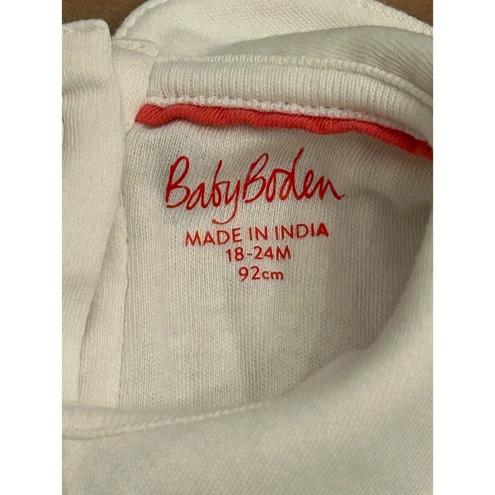 K36 Baby Boden White Peter Pan Collar Long Sleeve Bodysuit 18-24M Cotton Onesie